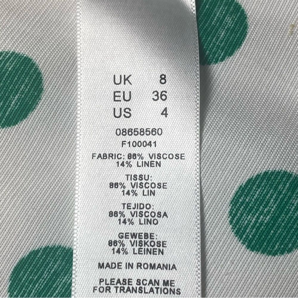 ASOS New With Tags White Green Polka Dot Dress Size 4 - Picture 5 of 14